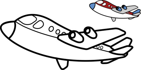 Vector illustration of airplane, good for coloring book for kids