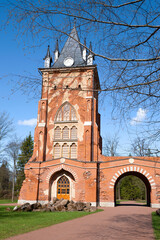 PUSHKIN, RUSSIA - MAY 09, 2021: At the ancient Chapelle pavilion on a May day. Alexander Park in...