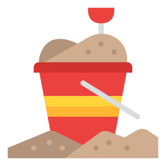 sand bucket childhood summer beach icon