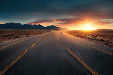 Fototapeta premium sunset on the desert road