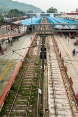 July 4th 2022 Haridwar India. Aerial View of Haridwar railway Junction with railway tracks and platforms.