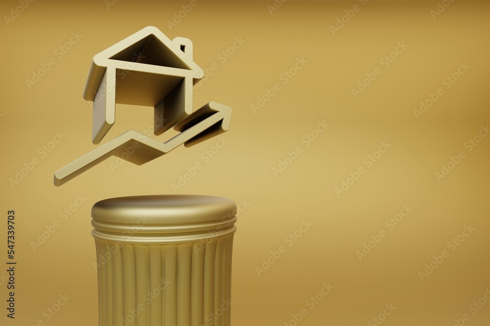 Leinwandbilder beautiful abstract illustrations golden real estate arrow up symbol icons on a golden column and won
