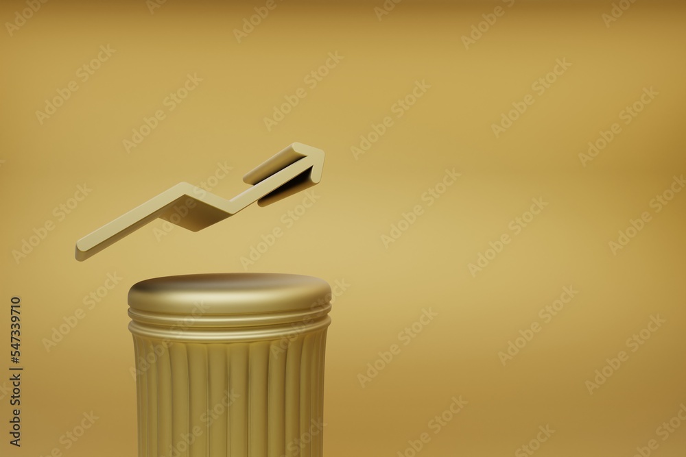 Leinwandbilder beautiful abstract illustrations golden arrow up symbol icons on a golden column and wonderful backg