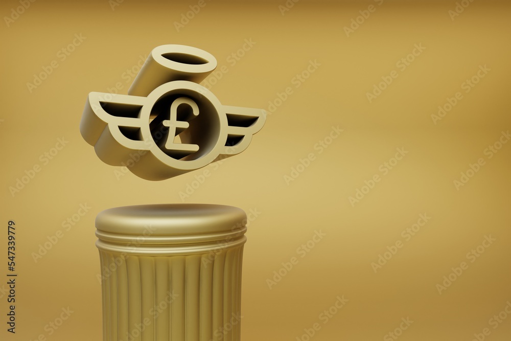 Aufkleber Beautiful abstract illustrations Golden Pound Price symbol icons on a golden column and wonderful background. 3d rendering illustration. Background pattern for design.