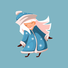 Cartoon Snow Maiden. A New Year's character.