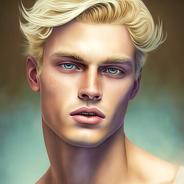 AI ultimate portrait of a beautiful blonde model, young and amazing looking