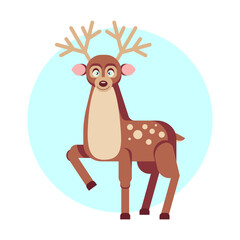 A kind deer on a blue background. Vector drawing
