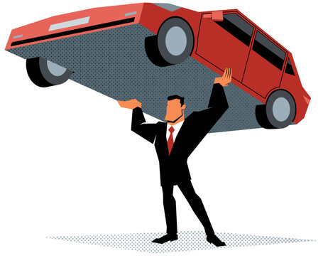red car lifted by businessman clip art preview