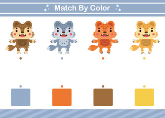 Match by color of animal Educational game for kindergarten Matching game for kids