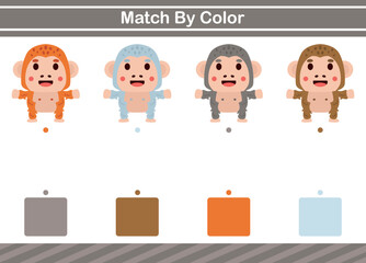 Match by color of animal Educational game for kindergarten Matching game for kids