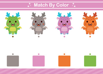 Match by color of animal Educational game for kindergarten Matching game for kids