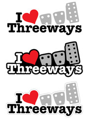 I LOVE THREEWAYS text Logo Vector Car Decal Sticker, Symbol Sport Logo. © busehringeceleri
