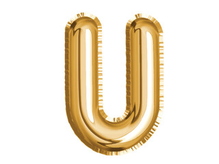 Gold alphabet U air balloon for baby shower celebrate decoration party on transparent background