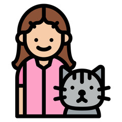 kid girl cat friend people icon