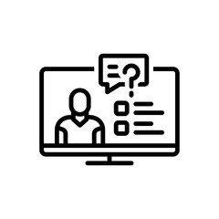 Black line icon for inquiries