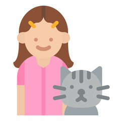 kid girl cat friend people icon