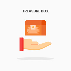 Treasure Box icon flat. Vector illustration on white background. Can used for web, app, digital product, presentation, UI and many more.