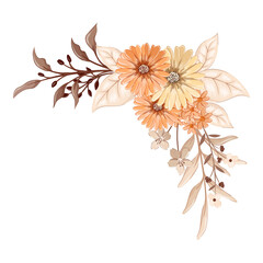 Orange Watercolor Flower Arrangement