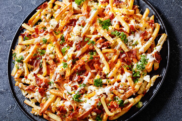 Bacon Mozzarella Feta Cheddar Cheese crispy Fries