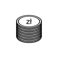 Poland Currency, PLN Sign, Polish Zloty Icon Symbol. Vector Illustration
