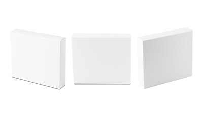 Set of White box mockup isolated on white background with clipping path.