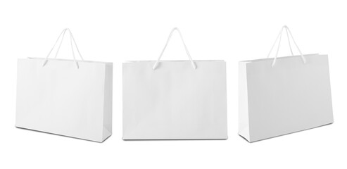 Set of White shopping bag isolated on white background with clipping path.