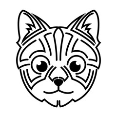 Fototapeta na wymiar Black and white line art of cute cat head. Good use for symbol, mascot, icon, avatar, tattoo,T-Shirt design, logo or any design.