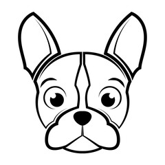 Black and white line art of french bulldog head Good use for symbol mascot icon avatar tattoo T Shirt design logo or any design