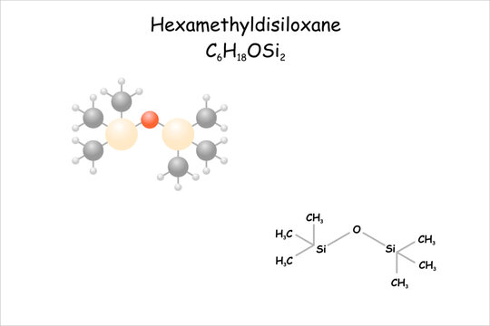 Stylized molecule model/structural formula of hexamethyldisiloxane.