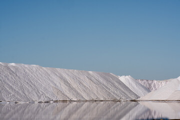 general view of a mountain of salt in a salt flat