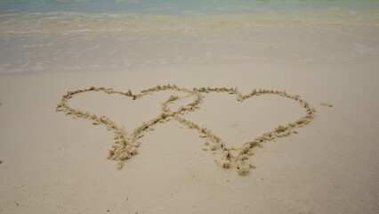 Heart Shape Drawn In Sand