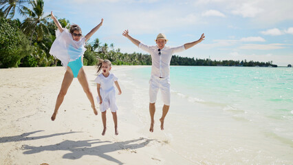 Happy Family Beach Fun In Summer