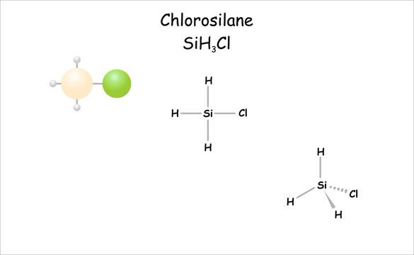 Stylized molecule model/structural formula of chlorosilane