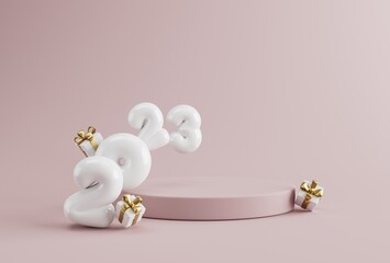 Happy new 2023 year gold text.3d illustration.