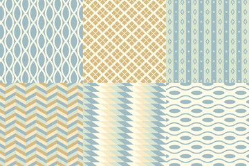 Set of seamless pattern in retro style. Abstract texture decorative 50`s, 60's, 70's style. Can be used for fabric, wallpaper, textile, wall decoration. Vector illustration