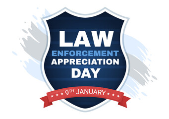 National Law Enforcement Appreciation Day or LEAD on January 9th to Thank and Show Support in Flat Cartoon Hand Drawn Templates Illustration