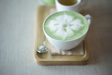 hot matcha latte japanese green tea with milk