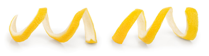 Lemon peel isolated on white background. Healthy food