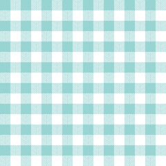 Gingham pattern in desaturated cyan. Herringbone textured seamless geometric vichy check plaid vector background graphic for spring summer dress, shirt, other modern fashion fabric design.