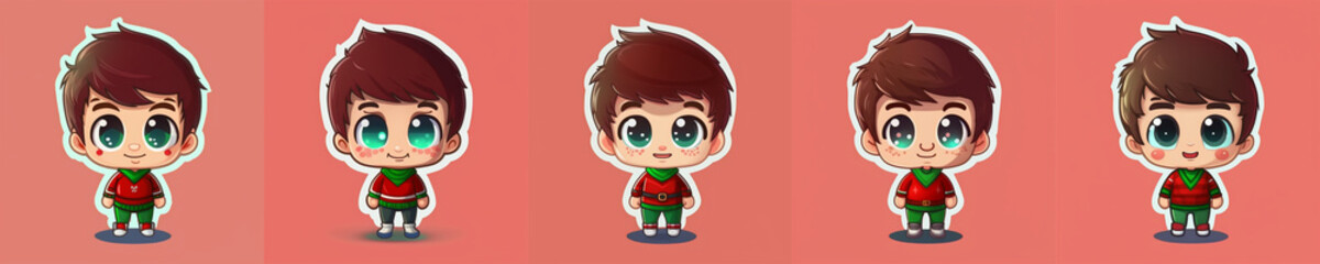 Cute Christmas boy collection vector illustration graphic design