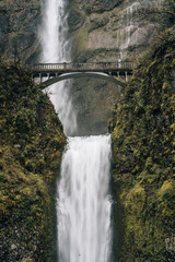 Fototapeta premium Multnomah waterfall and bridge in the deep forest of Oregon