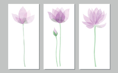Vector set of watercolor lotuses