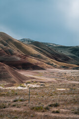 dry landscape at painted hills in the desert of oregon