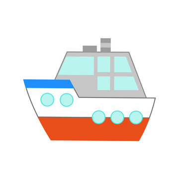Vector illustration of a toy car in a flat style. Icon of a cruise ship. Logo design