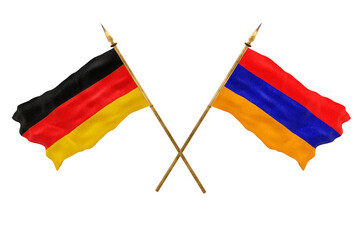 Background for designers. National Day. 3D model National flags  of Germany and Armenia