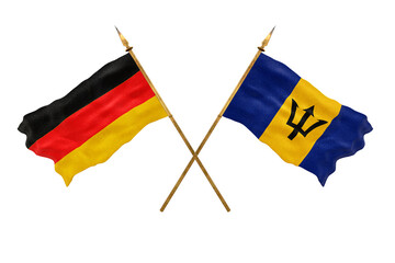 Background for designers. National Day. 3D model National flags  of Germany and Barbados