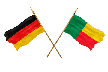 Background for designers. National Day. 3D model National flags  of Germany and Benin