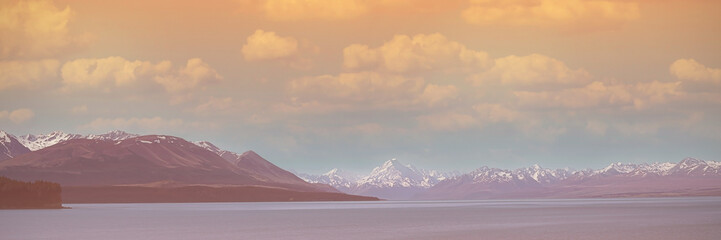 The landscape view of Sunset over Mount Cook, New Zealand