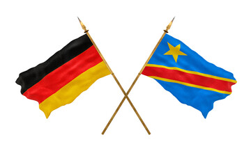 Background for designers. National Day. 3D model National flags  of Germany and Congo Democratic Republic