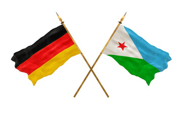 Background for designers. National Day. 3D model National flags  of Germany and Djibouti